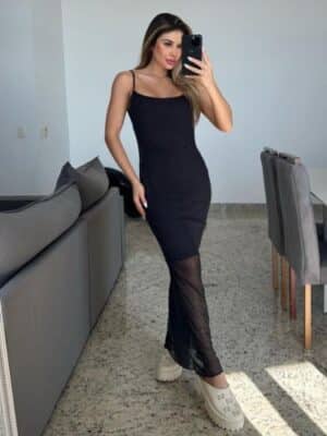 Dress tule alça<span> - </span>Preto
