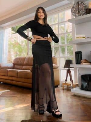 Saia longa em tule<span> - </span>Preto