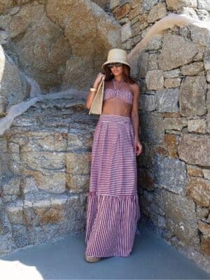 Conjunto Thassia<span> - </span>Listrado rosa