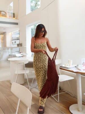Dress tule alça<span> - </span>Poa amarelo